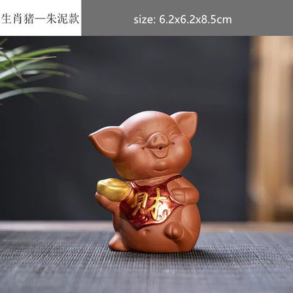 Creative Purple Sand 12 Zodiac Animal Decoration Tea Pet Lovely Desktop Ornament