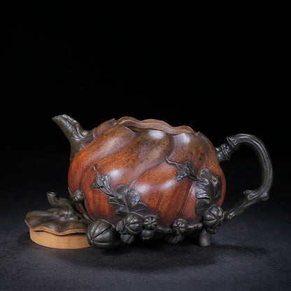 Chinese Yixing Zisha Clay Handmade Exquisite Teapot（Pumpkin 汪寅仙）