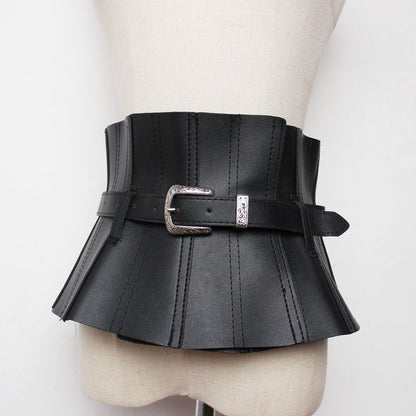Women Corsets Faux Leather Fashion Lace-Up Buckle Wide Belts Clothes Accessories
