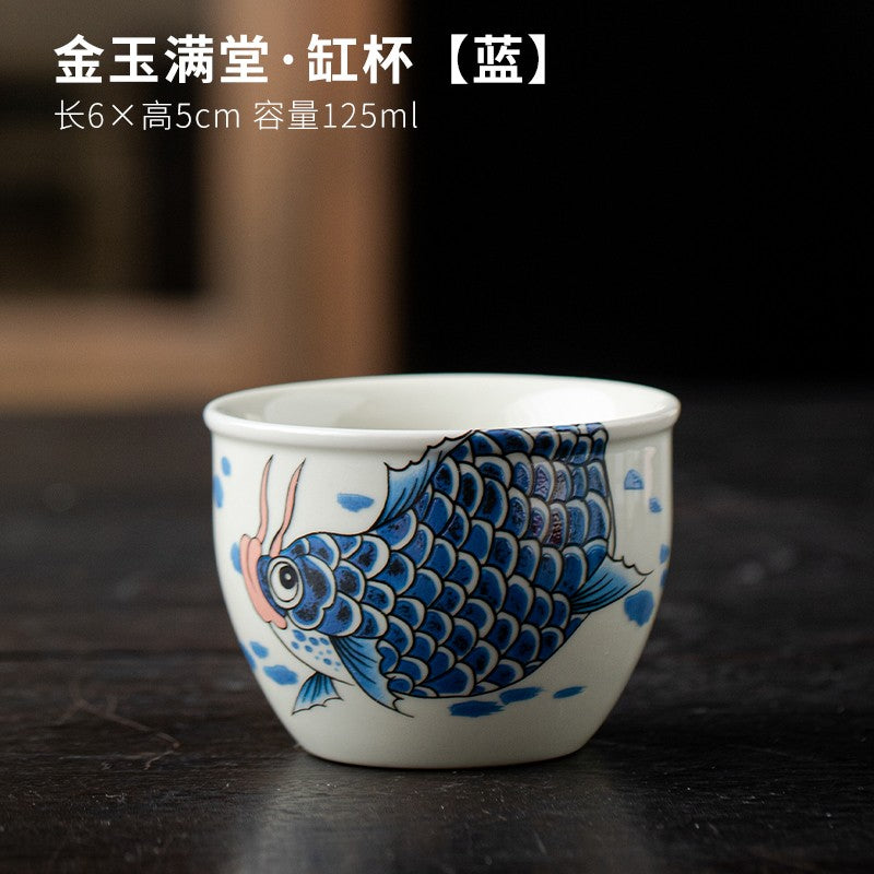 Dragon Fish Cup Single Cup Wood Ash Ceramic Paired Cup Household Tea Cup Tea Set