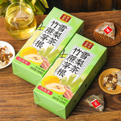 流传金方Bamboo Sugar Cane Thatched Root and Snow Pear Tea with Water Chestnut