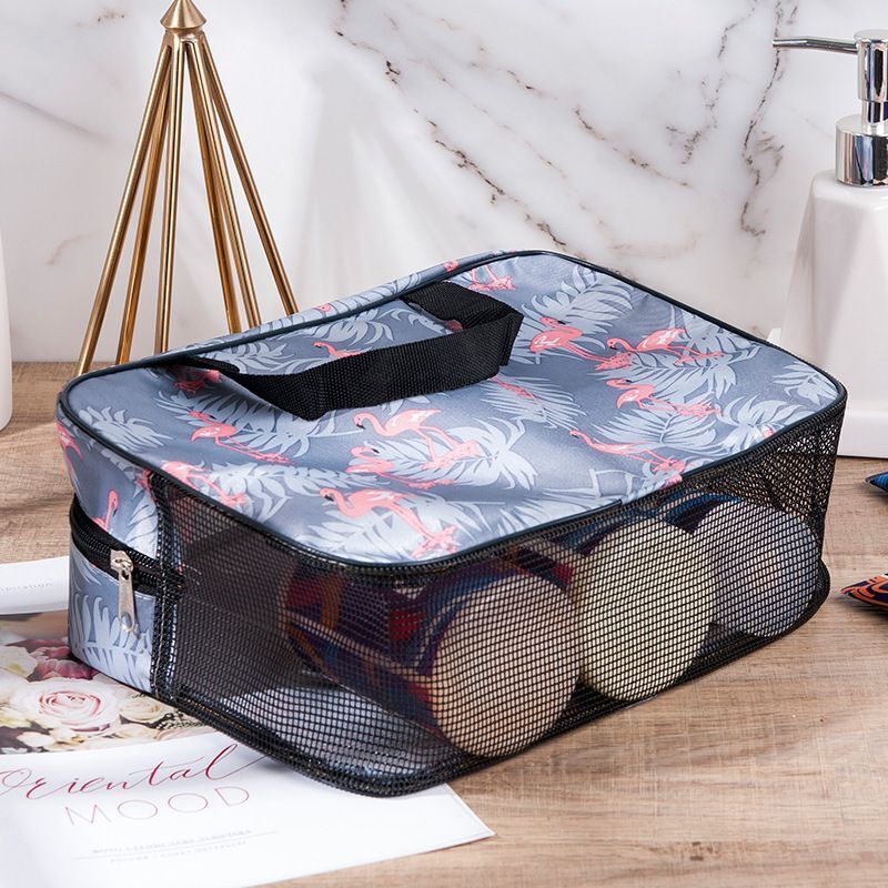 Oxford Makeup Bag Zipper Bird/Cactus Print Cosmetic Lipstick Organizer Travel