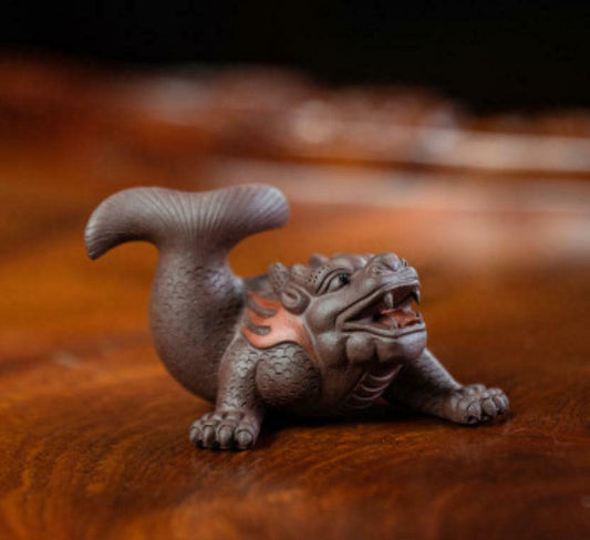 An Ichthyosaur Tea Pet Statue of Zisha Pottery In Yixing Boutique Decoration