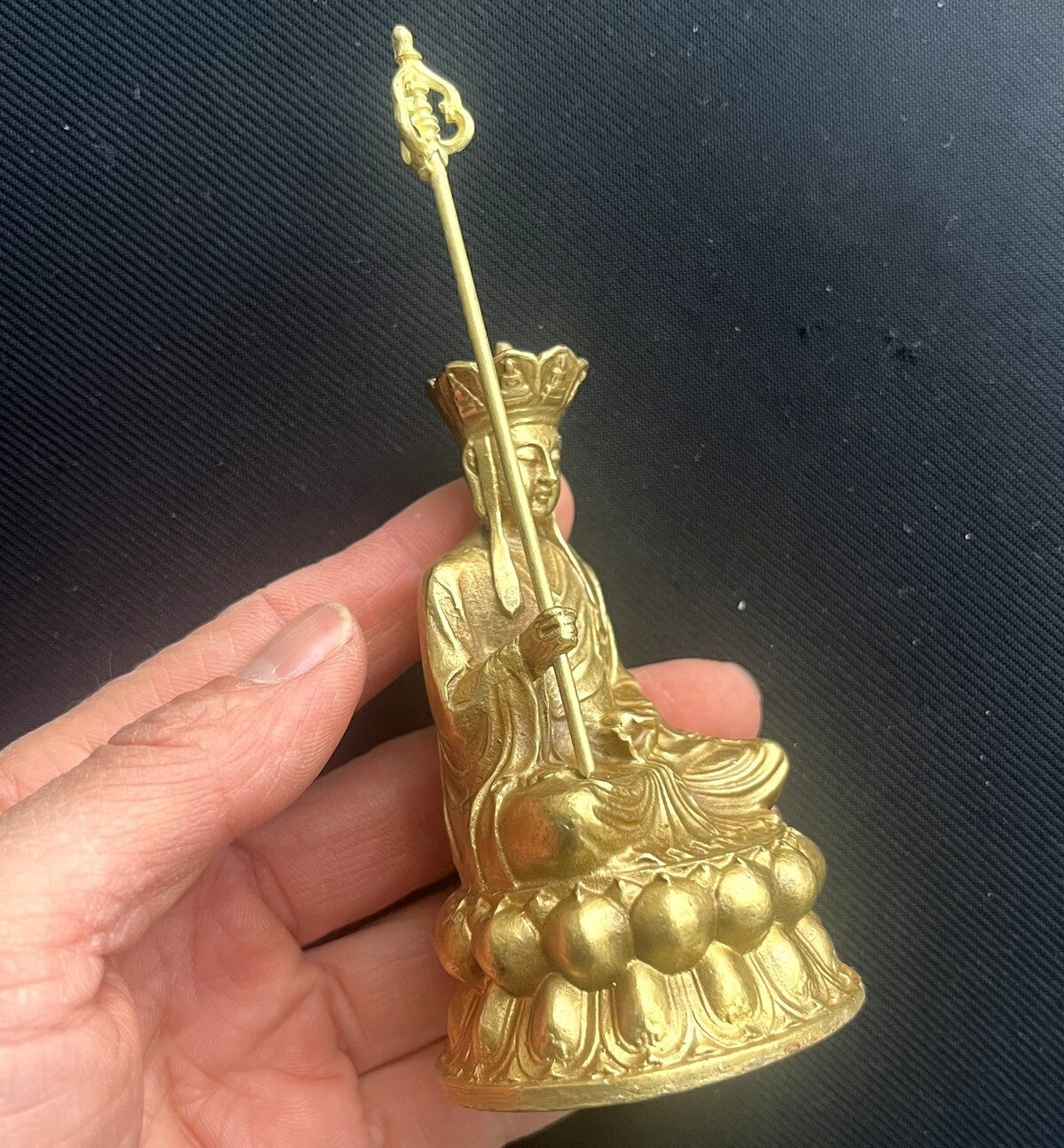 Brass Ksitigarbha Bodhisattva Statue Buddhist Altar Figurine Home Shrine Decor