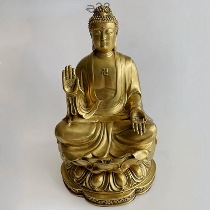 9.8" Buddha Statue Tibet Buddhism Bronze Brass Seat Lotus Shakyamuni Amitabha