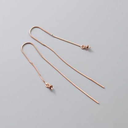 925 Sterling Silver Threader Ear Thread Earrings with Peg Cap DIY Findings