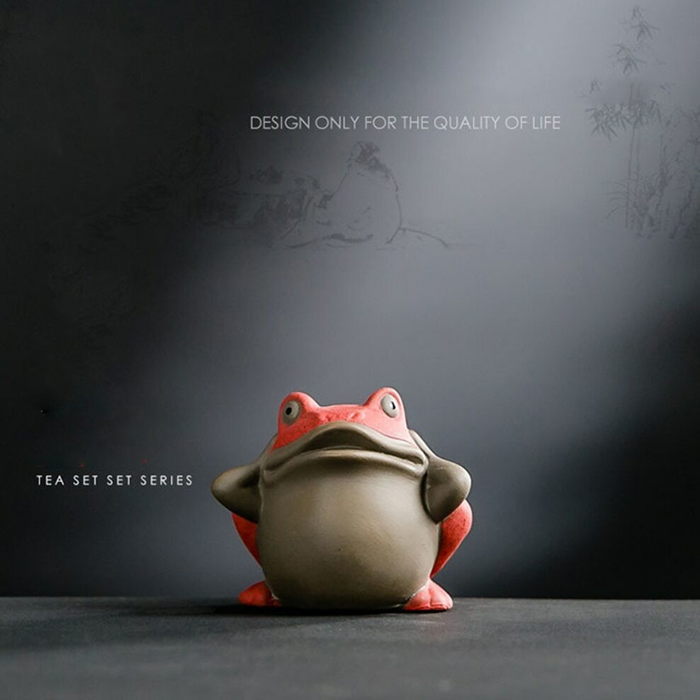 7cm Painted Pottery Frog Tea Pet Decor Purple Clay Tea Play Tea Set Accessories