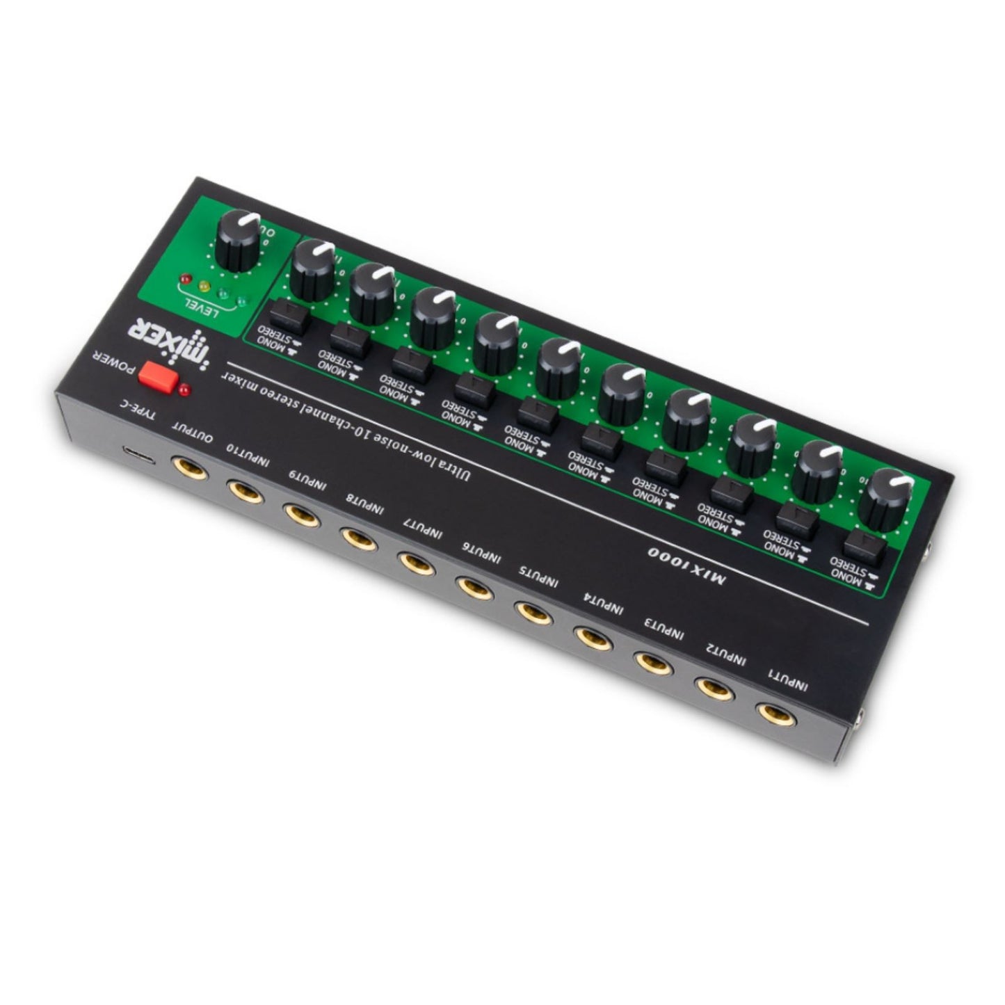 1 PC 10 Channel Stereo Mono Audio Mixer 6.35mm Input Output TRS/TS Jacks