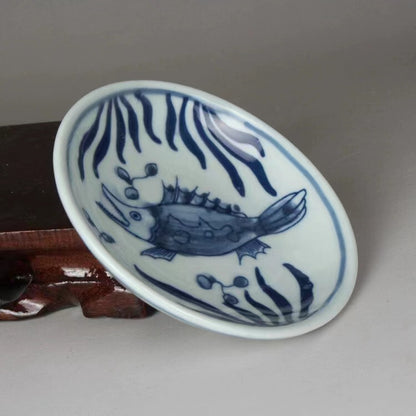 Exquisite Porcelain Blue and White Porcelain Fish Pattern Small Plate