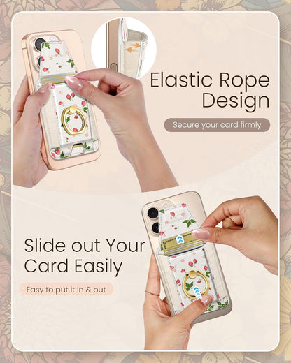 Compatible with Magsafe Wallet with Ring Stand Grip - Cute Magnetic Phone Wallet