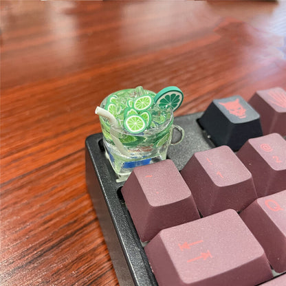 ESC 1U Lemon Tea Green Resin Keycap Single DIY Handmade for MX Keycap