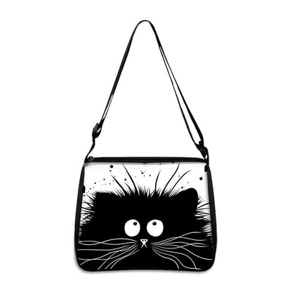 Funny Cat Cosplay Messenger Bag Handbag Canvas Underarm Shoulder Bags Crossbody