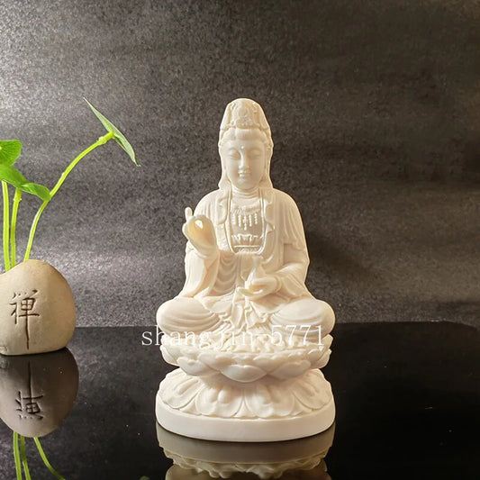 Lianhua Guanyin Bodhisattva Buddhist Statue Chinese Buddha Resin Sculpture