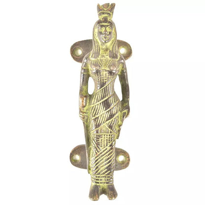 Set of 2 Antique Look Green Patina Brass Standing Lady Door Handles