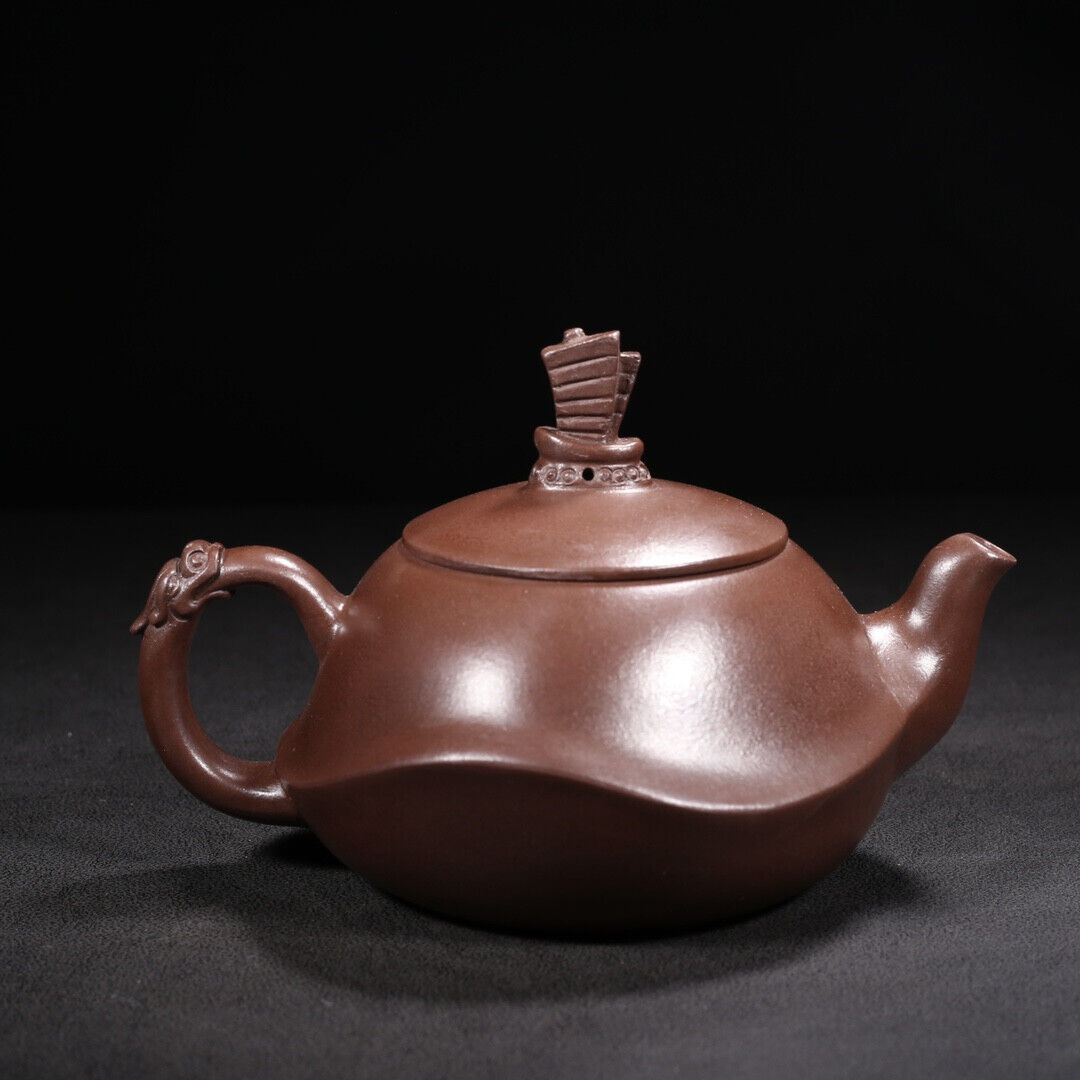 Chinese Yixing Zisha Clay Handmade Exquisite Teapot （一帆风顺 底款：汪寅仙）