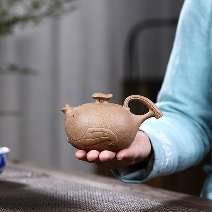 Tea Pot Handmade Fish Design Yixing Zisha Duan Clay Pot Marked 210ml In China