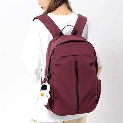 Backpack Men Laptop Backpacks Oxford Black Solid High School Bags w/ Pendant