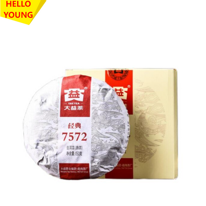 Yunnan Menghai Clasical 7572 Organic Pu-erh Tea DAYI Puerh Ripe Tea Cake 150g