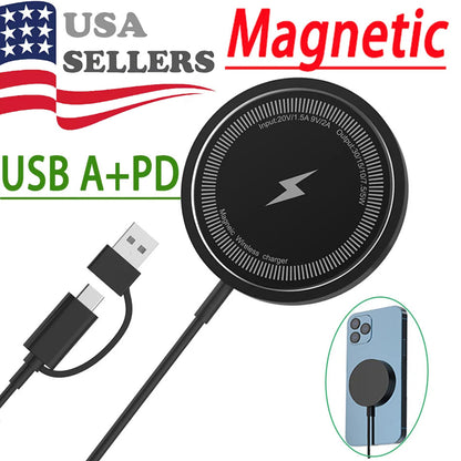 15W Magnetic Fast Wireless Charger Pad For SamsungS24 Ultra iPhone 16 14 Pro LOT