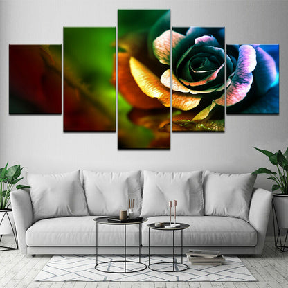 Wall Art HD Printed 5 Piece Modular Canvas Art Color Flower Picture No Framed