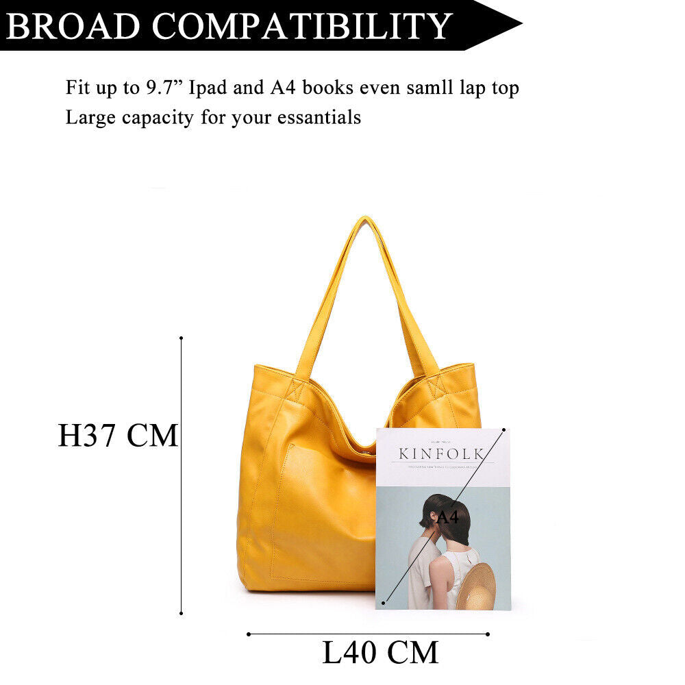 Soft Leather Women's Tote Bag, Large Capacity Handbag Shoulder Bags