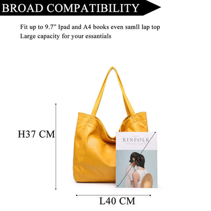Soft Leather Women's Tote Bag, Large Capacity Handbag Shoulder Bags
