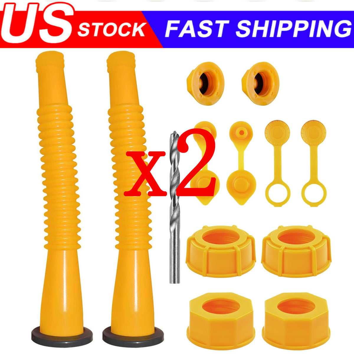 2X Replacement Gas Can Spout Nozzle Vent Kit for Plastic Gas Cans Old Style Caps