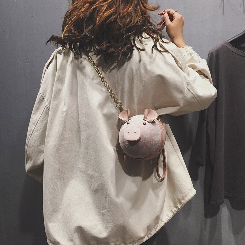 Cute Pig Shape Bag Ladies Piggy Tote Single Shoulder Chain Messenger Handbag