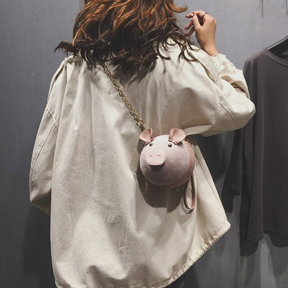 Cute Pig Shape Bag Ladies Piggy Tote Single Shoulder Chain Messenger Handbag