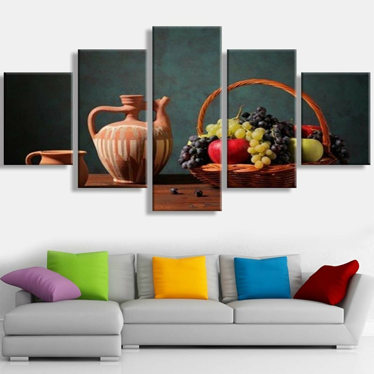 5 Piece Canvas Paintin Fruit Still Life Poster Print Home Room No Framed