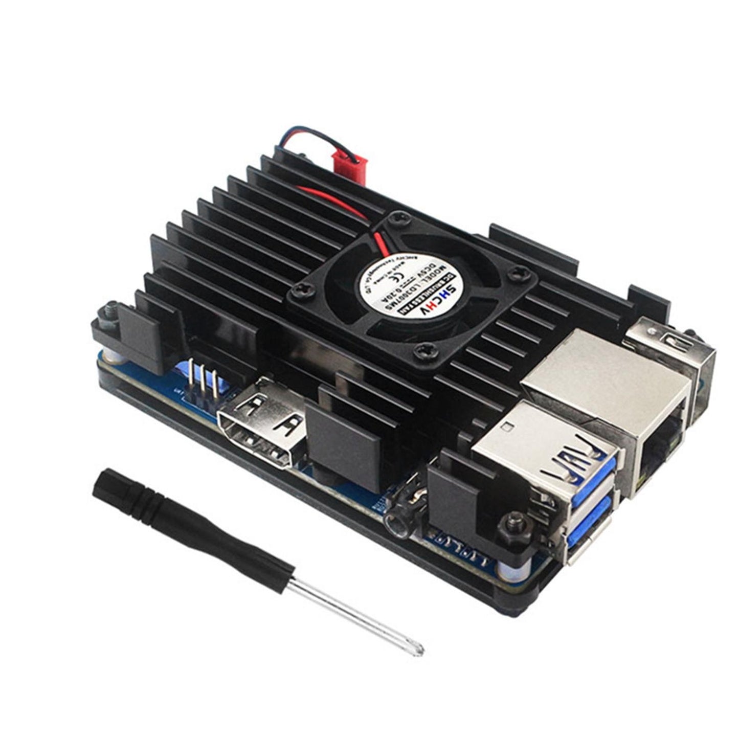 T Aluminum Case with Active Passive Cooling Fan Heatsink Set for Orange Pi 3 LTS