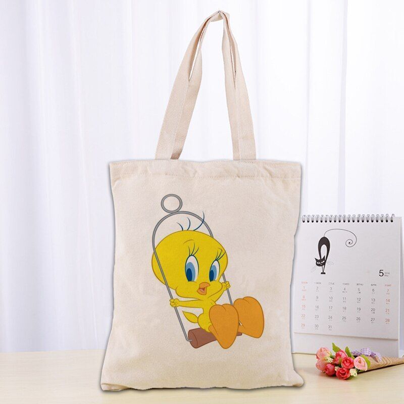 Printed Canvas Tote Bag 30x35cm Cotton Linen Handbag Shopping Women Handbag 1 PC