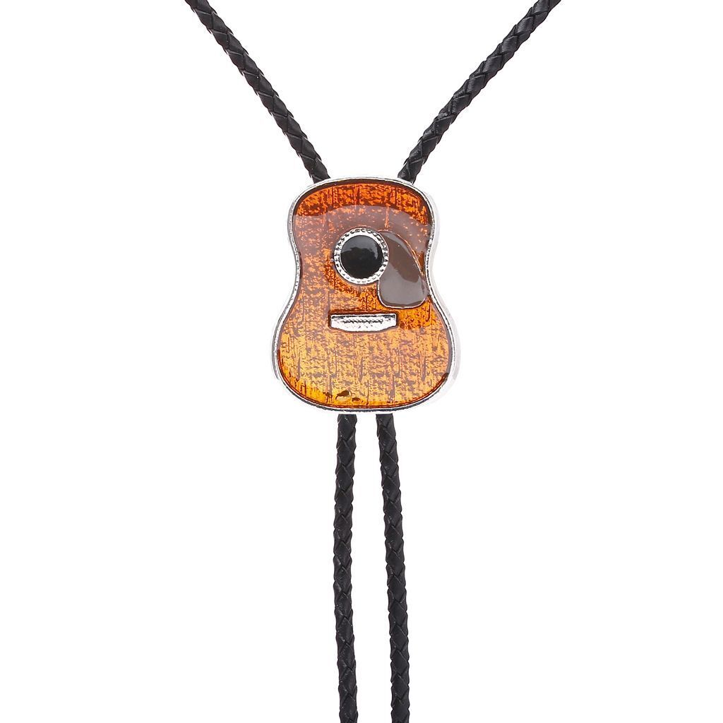 Men Bolo Tie Country Guitar Head Women American Western Cowboy Necktie 3.5x2.8cm