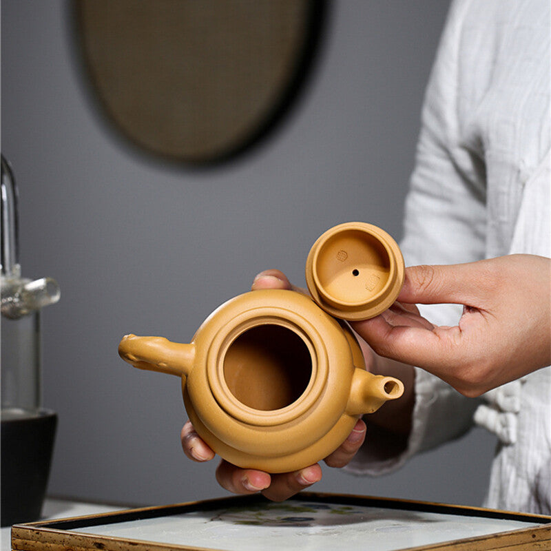 240ml Yixing Handmade Zisha Gourd Teapot Purple Clay Pot Bottle Kung Fu Tea Set