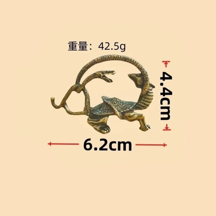 4PCS Brass Four Divine Beasts Ornament Dragon White Tiger Suzaku Xuanwu Decor