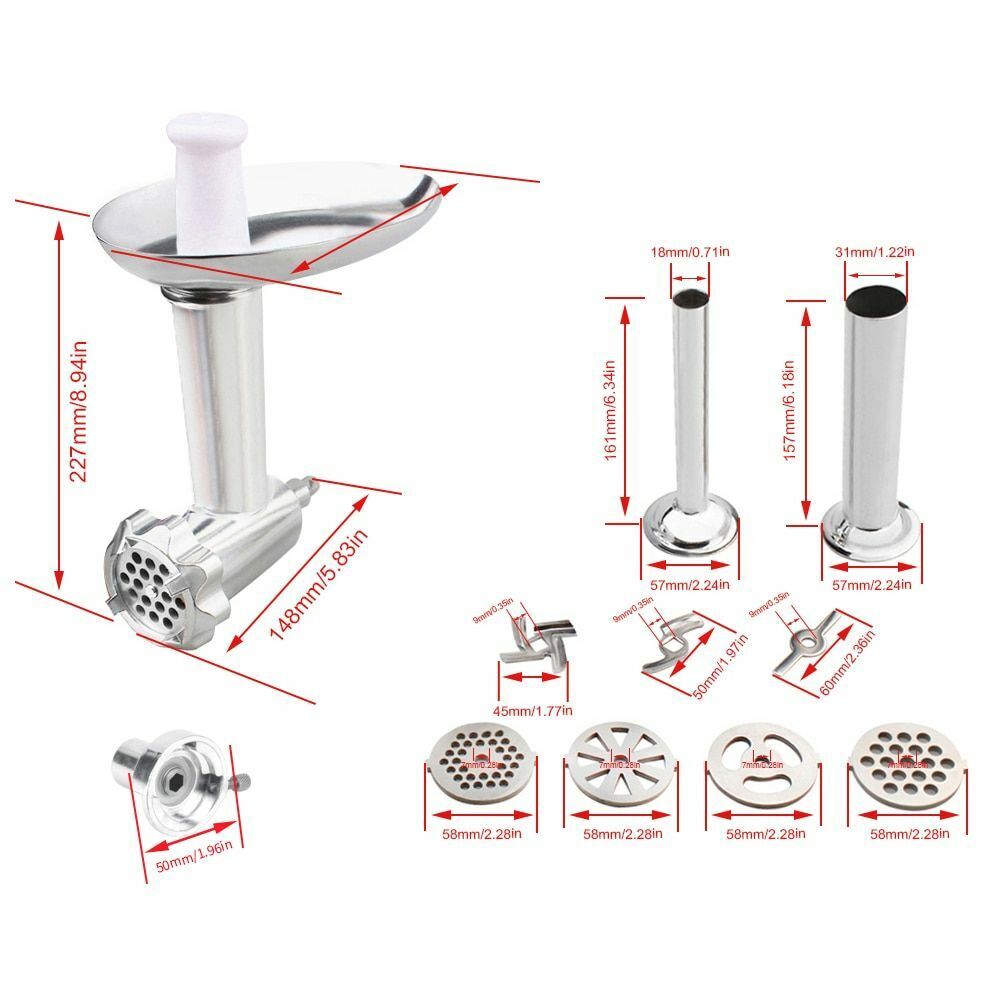 Kenwood Meat Grinders Accessories Sausage Stuffer Attachment Cooking Chef Steel