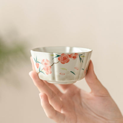 75ml High-end Ceramics Handpainted Peach Blossom Master's Cup Tea Tasting Cup