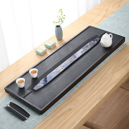 Luxury Cloisonne Black Stone Tea Plate Whole Natural Stone Tea Table Tea Tray