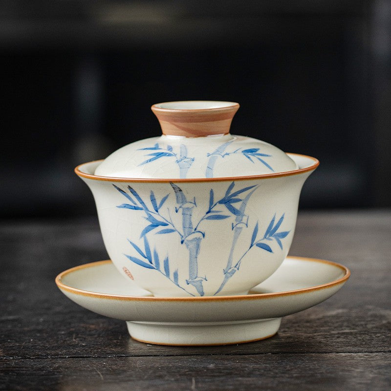 Ru Kiln Sancai Gaiwan Ceramic Tea Making Household Kung Fu Tea Set