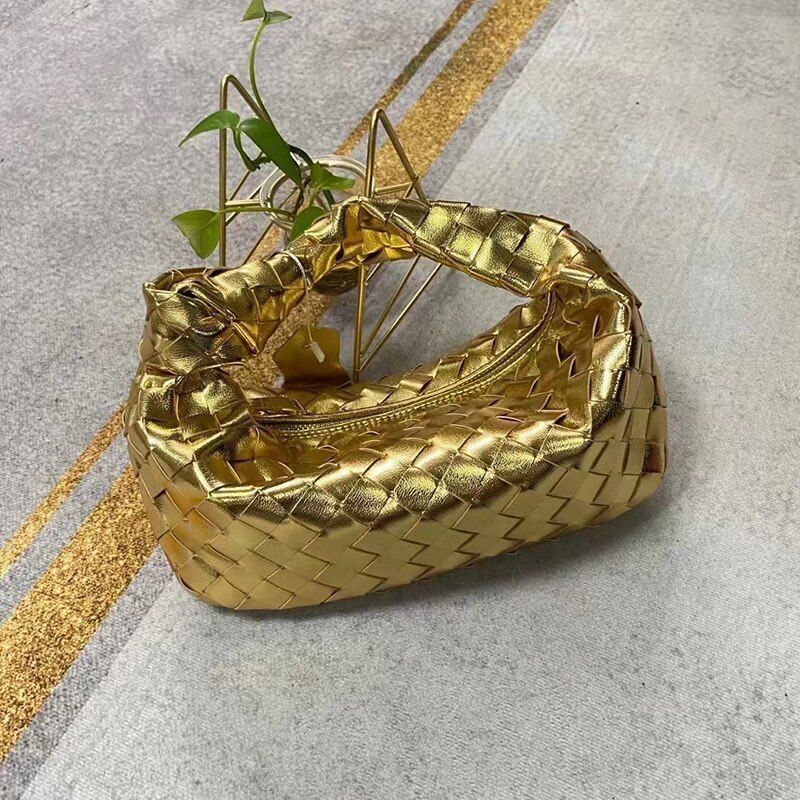 Cow Split Leather Knot Bag Weave Handmade Sling 27X13X16cm Polyester Accessories
