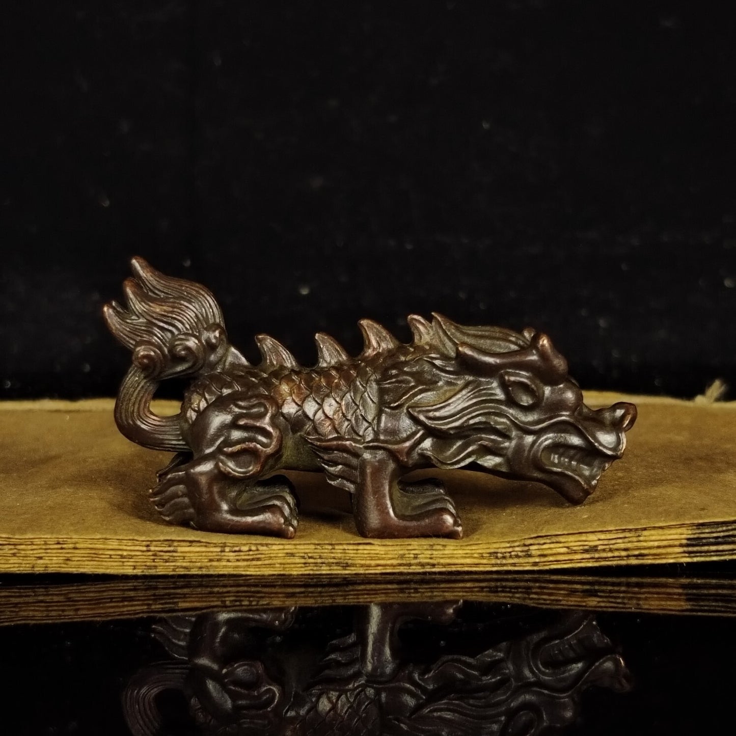 China bronze dragon son Figure statue collectable table decoration tea pet