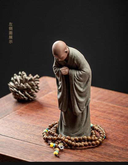 1Pc Purple Sand Wishing Little Monk Tea Pet Ornament Tea Table Decoration