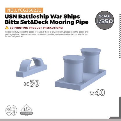 1/350 Model Upgrade Parts USN Battleship War Ships Bitts Set&Deck Mooring Pipe