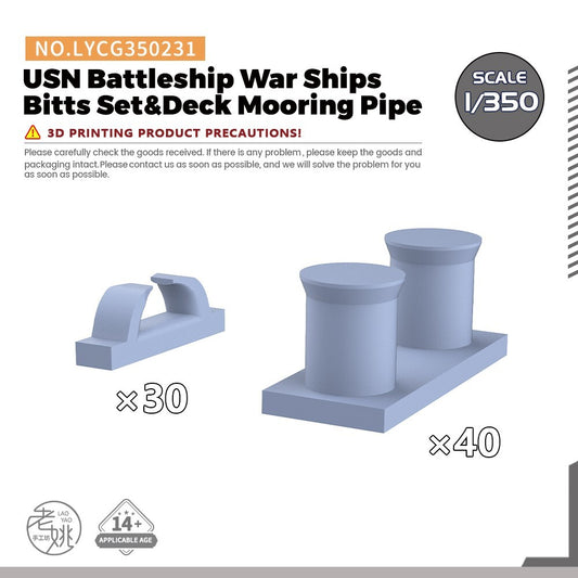 1/350 Model Upgrade Parts USN Battleship War Ships Bitts Set&Deck Mooring Pipe