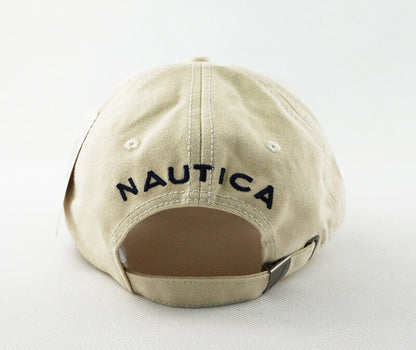 Nautica Hat Adjustable Mens Unisex Beige 100% Cotton Golf Sport Baseball Cap