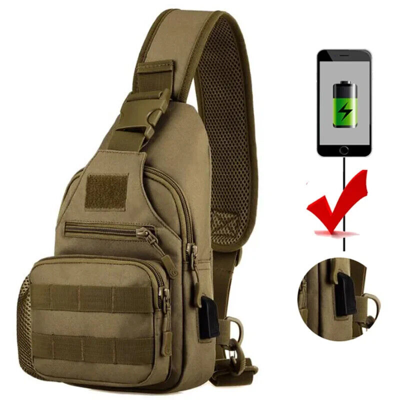 Men Canvas Shoulder Bags Travel Men's Crossbody Bag Army Style Chest Back Pack