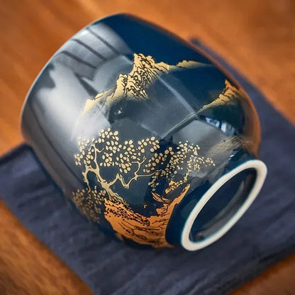 180ml Ceramic Black Glaze Handcarved Master Cup Meditation Cup Kung Fu Teaware