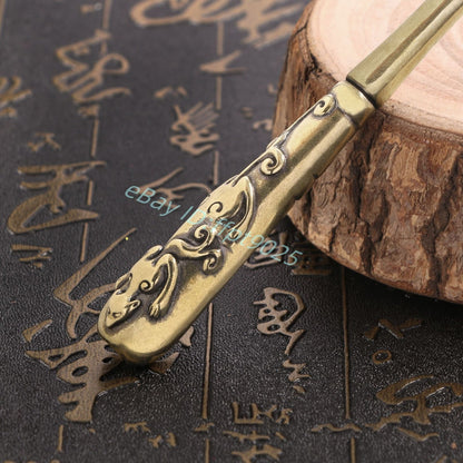 Solid Brass China Retro Tobacco Pipe Animal Carving Cigarette Filter Holder
