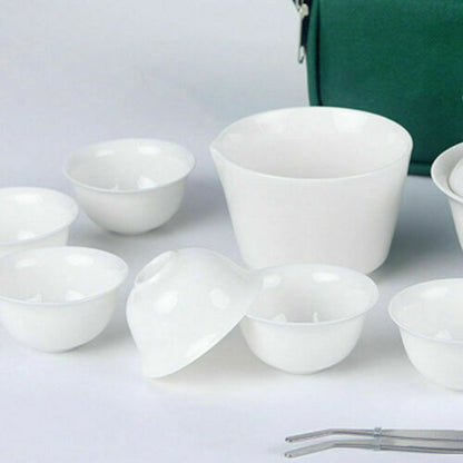 11pcs Chinese Ceramic Travel Kung Fu Tea Set Portable Teacup Set Tea Ceremony