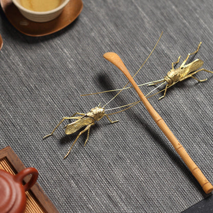 Brass Grasshopper Statue Animal Insect Figurines Tea Pet Table Decor